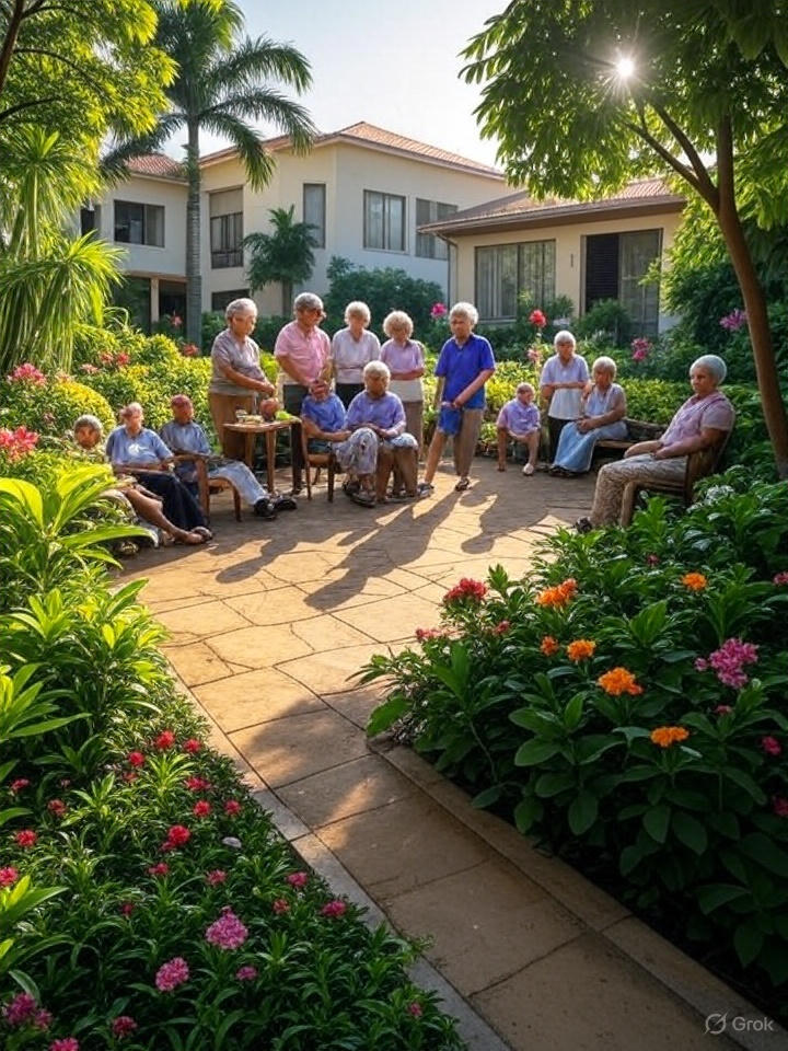 Casa de repouso em ambiente acolhedor