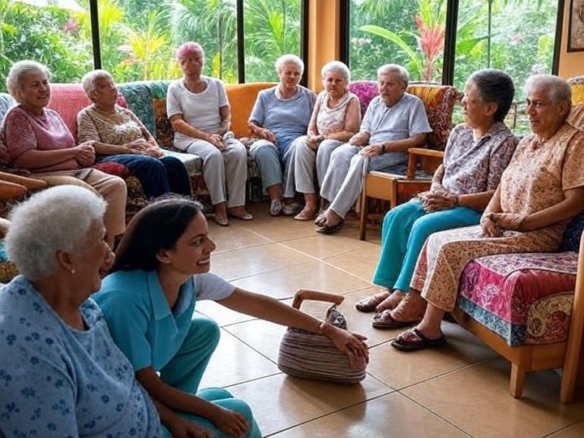 Casa de repouso em ambiente acolhedor